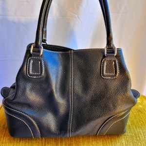 Viola Castellani Top Quality Black Leather Shoulder Purse Bag